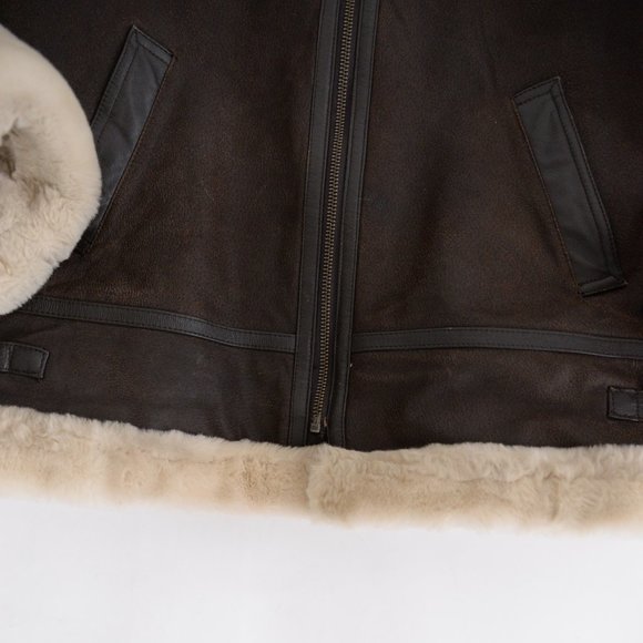 Vintage St. John's Bay Brown Leather Aviator Pilot Jacket with Shearling… - Picture 7 of 16